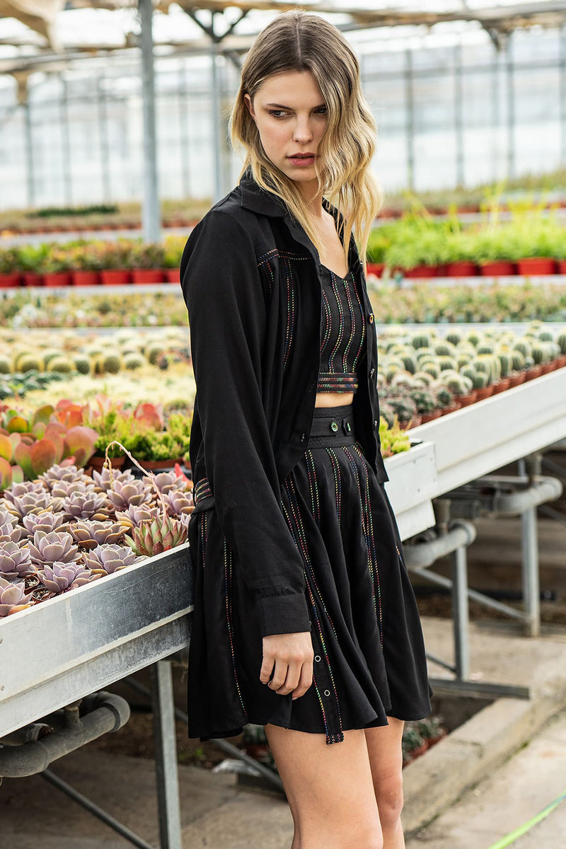 Black Viscose Twill Crop Jacket