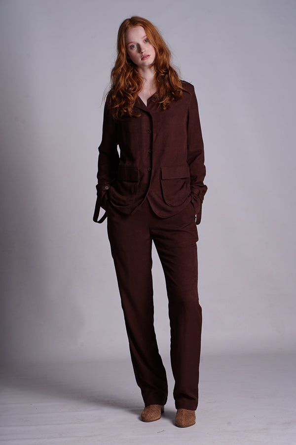 Brown Liva-Line Safari Suit with Red Chintz Linning