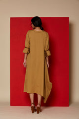 Deep Beige Linen Asy Dress