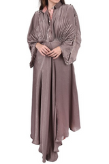 Brown Crepe Satin Kimono Dress